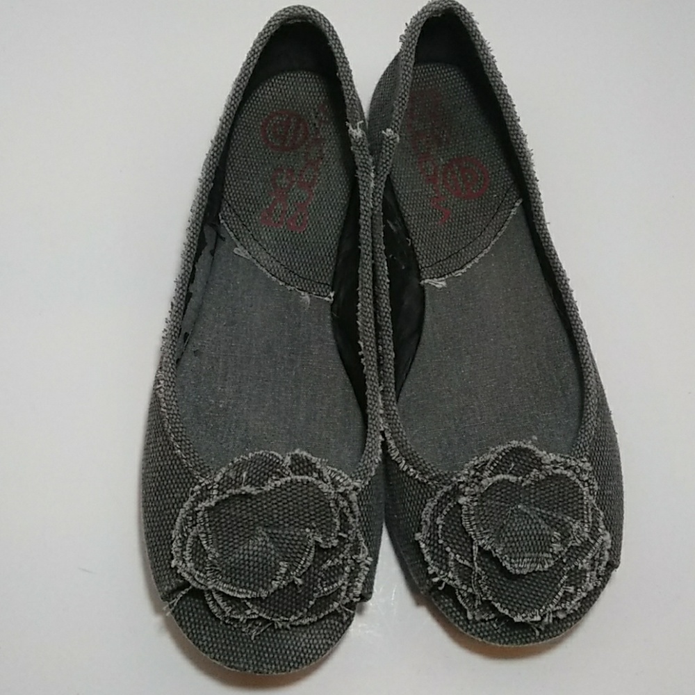 Big Buddha Gray Jean Peeptoe Flats